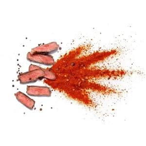 koreniaca zmes na divinu a plátky mäsa z diviny